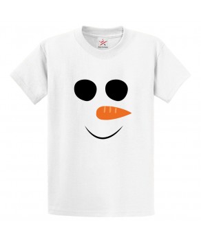Cute Snowman Face Classic Unisex Kids and Adults T-Shirt